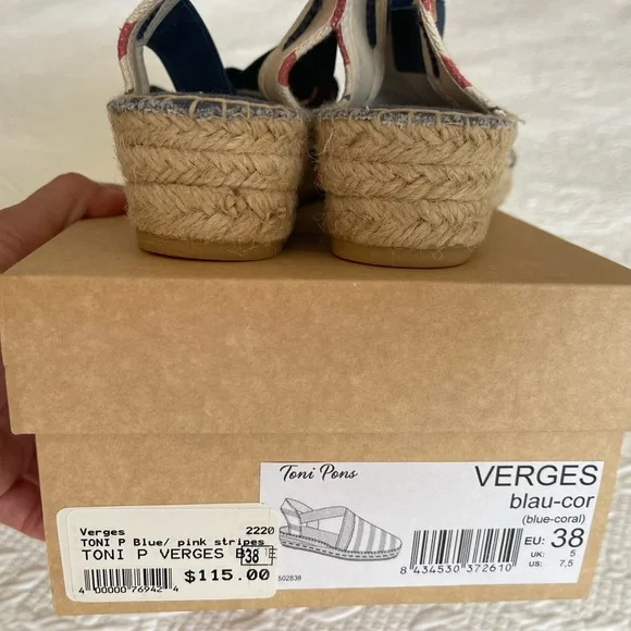 Navy and Red Striped Espadrilles - Picture 4 of 4